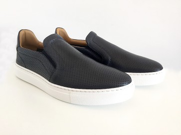 Sneaker slip on in vitello blu