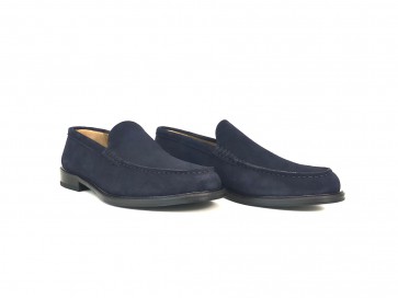Mocassino uomo liscio in camoscio blu