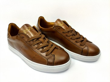 Sneakers bassa in pelle cuoio bruciato