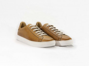 Sneakers bassa in pelle cuoio