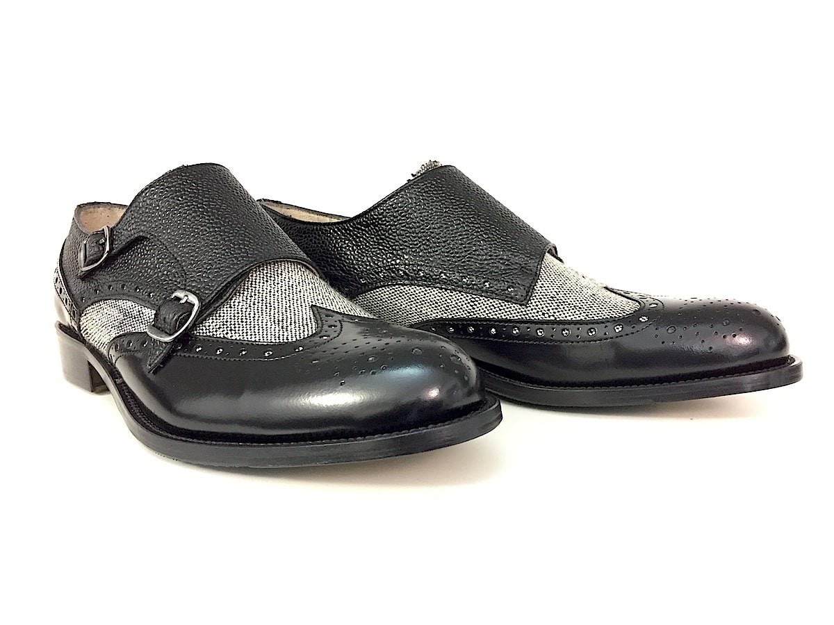 Scarpe doppia fibbia uomo nere store