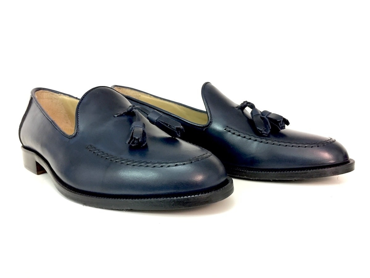 Mocassino uomo in pelle blu Made in Italy