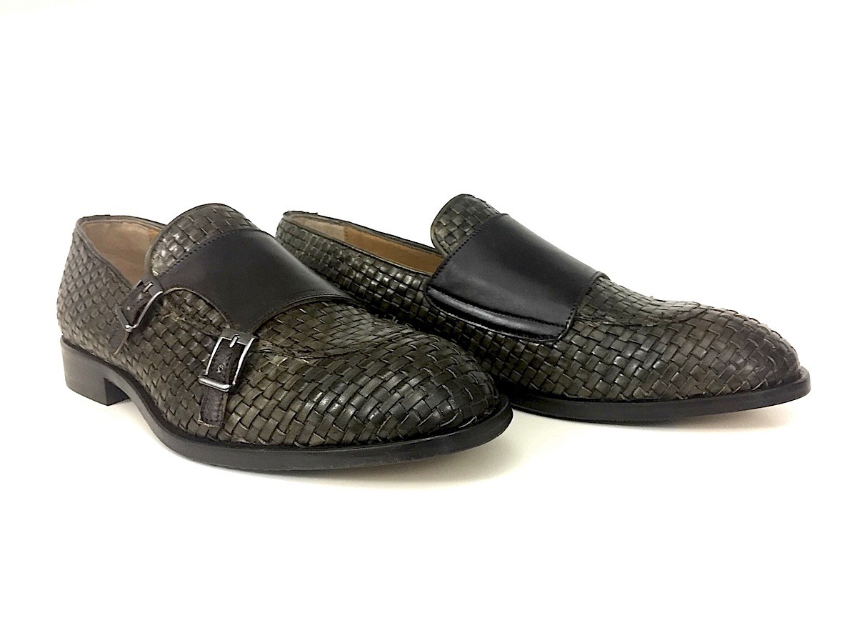 Mocassino con fibbie in pelle intrecciata a mano Made in Italy