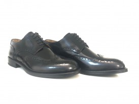 Derby full brogue in pelle abrasivata nera