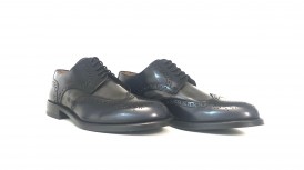Derby full brogue in pelle abrasivata blu e grigia