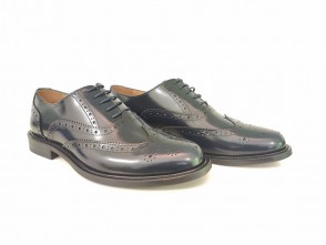 Francesina full brogue in vitello abrasivato blu