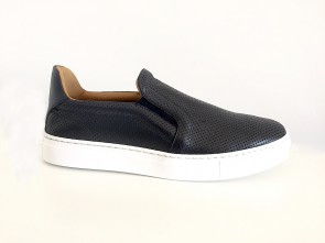 Sneaker slip on in vitello blu