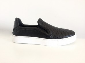 Sneaker slip on in vitello nero