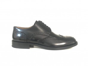 Derby full brogue in pelle abrasivata nera