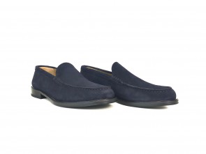 Mocassino uomo liscio in camoscio blu