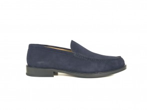 Mocassino uomo liscio in camoscio blu