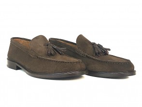 Mocassino con nappine in camoscio testa di  moro