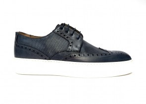 Sneakers da uomo in pelle blu