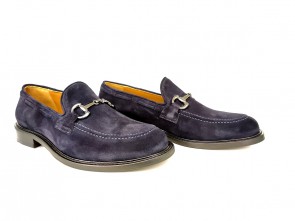 Mocassino uomo liscio in pelle scamosciata blu