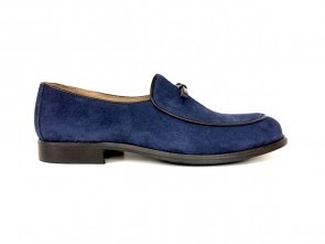 Mocassino con fiocco in camoscio jeans