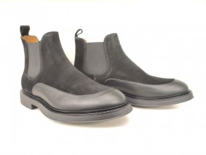 Stivaletto Beatles in pelle e camoscio nero