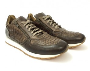 Sneaker in vitello fango con zip