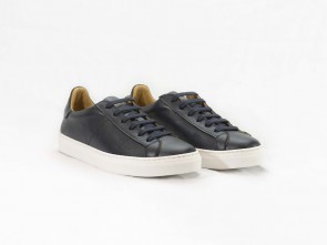 Sneakers bassa in pelle blu