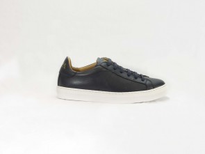 Sneakers bassa in pelle blu